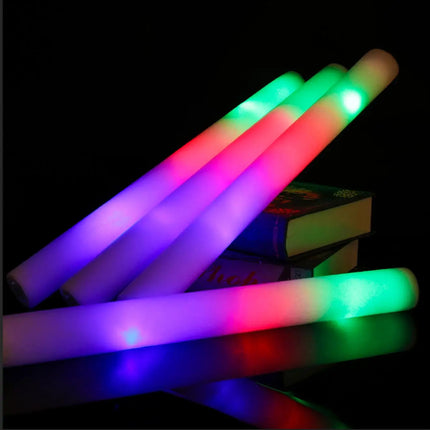 12/15/30/60Pcs LED Glow Sticks Bulk Colorful RGB Glow Foam Stick Cheer Tube Dark Light for Xmas Birthday Wedding Party Supplies