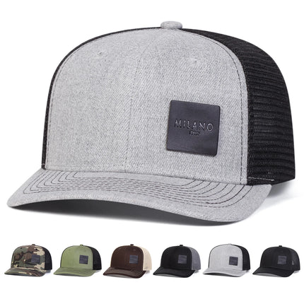 Unisex MILANO Letter Black Leather Label Baseball Net Cap Spring Summer Outdoor Adjustable Casual Hat Hip Hop Hat Sunscreen Hat