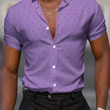 Summer Men's Short-Sleeve Shirt, Polka Dot Print, Wrinkle-Resistant, Business Casual Shirt, Ice Silk, Versatile and Popular Top