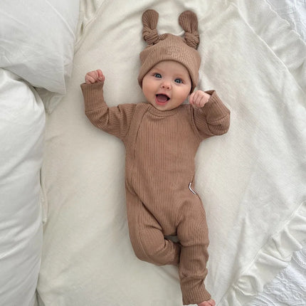 Personalized Newborn Baby Girls Knitted Jumpsuits Solid Color Outfits New Autumn Baby Rompers Clothes Toddler Infant Overalls