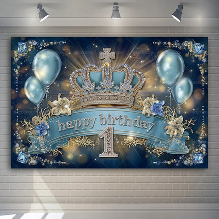 Cute Bear Balloon Blue Theme Banner Decoration Background, Children's Birthday Party, Home Decoration Photography Backdrop Cloth