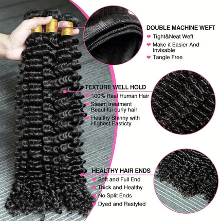 15A Human Hair Bundles 28 30 32 Inch  Deep Wave Bundles Human Hair Unprocessed Brazilian Virgin Deep Curly Weave 4 Bundle