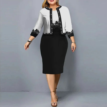 Spring Summer Ladies Suits Women Round Neck Sleeveless Printing Hip Wrap Skirt and High Street Casual Three Quarter Cardigan