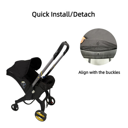 Black Canopy 3-in-1 Replacement Cover Compatible with Doona+ Car Seat, Stroller Sunshade Accessories for Baby Newborn