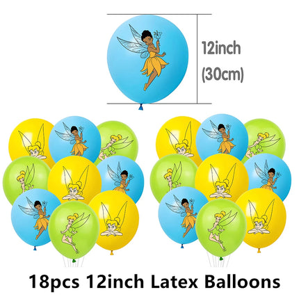 Cartoon Tinker bell Kids Birthday Party Decoration Tableware Elf Fairy Paper Plate Tablecloth Balloon Tinkerbell Party Supplies