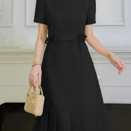 ZANZEA Women Party Dresses Summer Short Sleeve Korean Knee-Length Sundress 2025 Fashion Pleated Solid Color Office Elegant Robe
