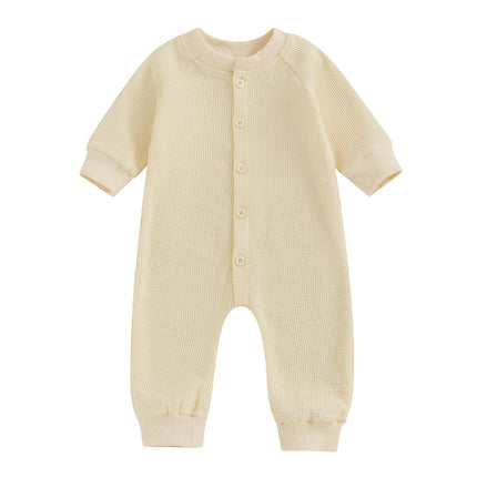 ma&baby 0-18M Newborn Infant Toddler Baby Boys Girls Jumpsuits Long Sleeve Waffle Rompers Fall Spring Clothing