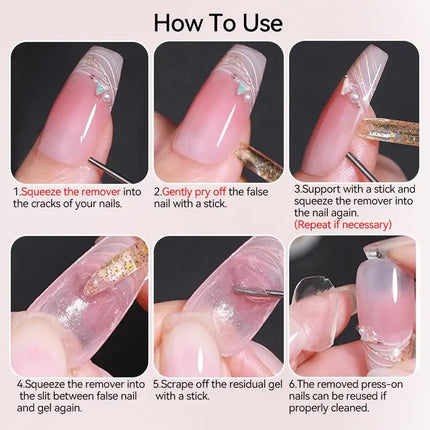 Needle Tube Nail Glue Remover for Press on Nails, Fast Acting Dissolver Liquid for UV Gel Tape, Solid Glue & Acrylic Nails