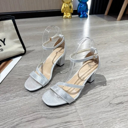 One-line Buckle High-heeled Sandals Summer Casual Versatile Comfortable Women's Shoes New Fashion Square-heeled Women Sandals