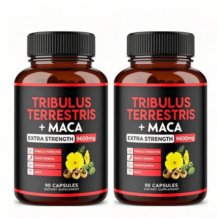 Premium Tribulus Terrestris Capsules - Combined with Ashwagandha, Panax Ginseng & Maca Boost Energy - 90 Counts for 3 Months