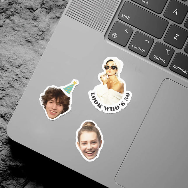 Custom Stickers PVC Waterproof Die Cut Vinyl Face Labels Round Personalized Sticker for Laptop Birthday Party Wedding Business