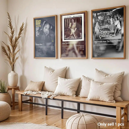 L-Lana D-Del R-Rey Poster Waterproof Self-Stick Wall Art Stickers, Removable Wall Decor for Living Room and Bedroom