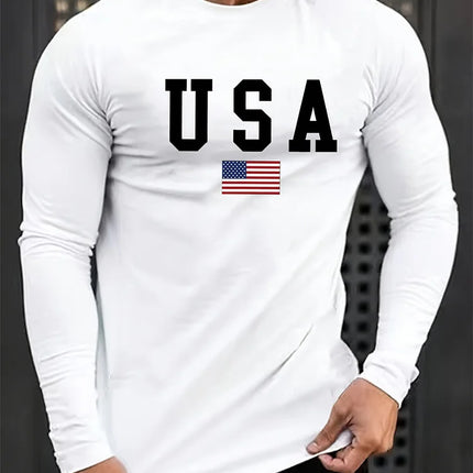 2025 3D USA American Flag Printed Men's Long-Sleeved T-Shirt Daily Warm-Up Men's Shirt For Autumn/Winter Street Fashion T-Shirt