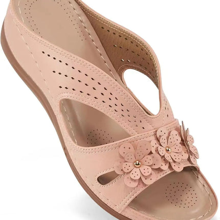 New Women's Slippers Casual Flower Hollow Wedge Beach Shoes Outdoor Fashion Platform Comfortable Non-slip Sandals Plus size 43