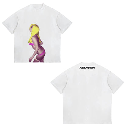 The Addison Rae Tour 2026 T-Shirt Addison Rae Album Merch Vintage T-Shirts Men's and Women's Fashion Cotton Summer New T Shirt