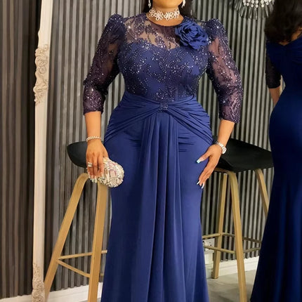 Elegant Women Luxury Party Dresses Sequin Pleated Mermaid Gown Wedding Prom Birthday Dinner Long Dress Ladies Africa Clothing