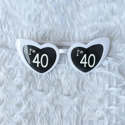 I'm 30th 40th 50th 60th Birthday Party Glasses Personalised Heart Shaped Sunglasses for Women Men Birthday Gift Party Supplies