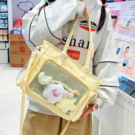 New Y2K Cute Japanese Ita Shoulder Bag Lolita Girls Transparent Tote Bag Large Capacity Crossbody Casual Bag DIY Display Handbag