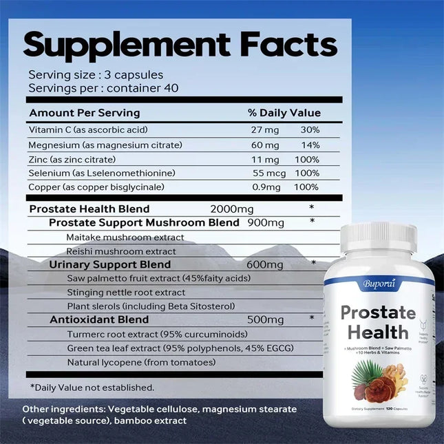 Prostate Health - Contains Saw Palmetto, Supports Male Prostate and Urinary Tract Health, Bladder Control, Antioxidant