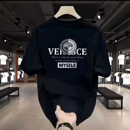 2026 Trendy Brand Printed Shirt Summer High-end Light Luxury Men's and Women's Silk Cotton Short-sleeved T-shirt Trendy Shirts
