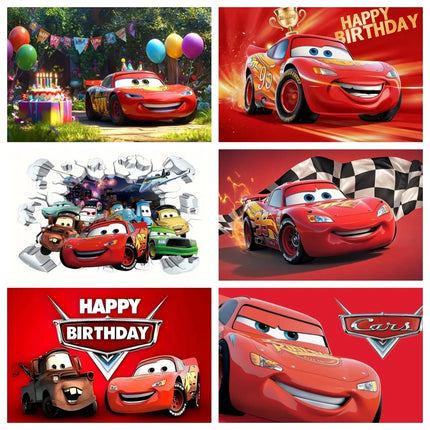 Cartoon Racing Mobilization Backdrop Boy Birthday Party Decoration Balloon Cake Background Photography Supplies Banner Prop