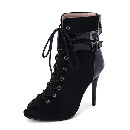 Fashion Red Shiny Party Dance Shoes Ladies Sexy Heels Stilettos Cool Boots High Quality Indoor Ballroom Jazz Dance Sandals Women