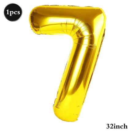 32Inch Multicolor Number 7 Balloon Large Number Balloons 0-9 Boys Girls Birthday Decoration Women Men Party Anniversary Supplies