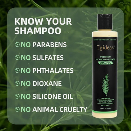 220ml Tgideas Organic Rosemary Hair Growth Shampoo Hydrolyzed Keratin Nourish Scalp Reduce Loss Unisex Shampoo Dry Fragile Hair
