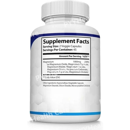 Magnesium Mineral Supplement Capsules, Glycinate Citrate Malate Blend Supports Bone Wellness Heart Health Sleep & Muscle