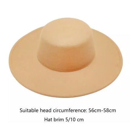 French Retro Women Flatcap Wide Brim Hepburn Style Flat-top Cap Solid Color Felt Hat Church