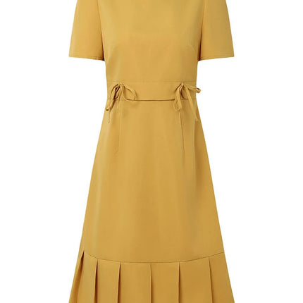 ZANZEA Women Party Dresses Summer Short Sleeve Korean Knee-Length Sundress 2025 Fashion Pleated Solid Color Office Elegant Robe