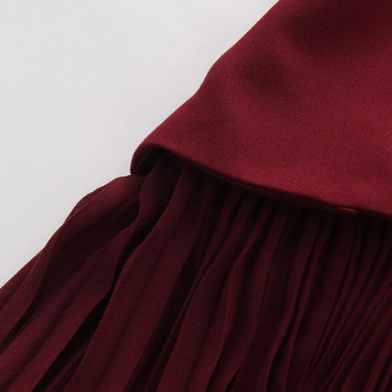 Elegant Banquet Strapless Maxi Dress 3D Floral Pleated Train Hem Waist Tie Solid Gown Luxury Flowy Sleeveless Gala Party Outfit
