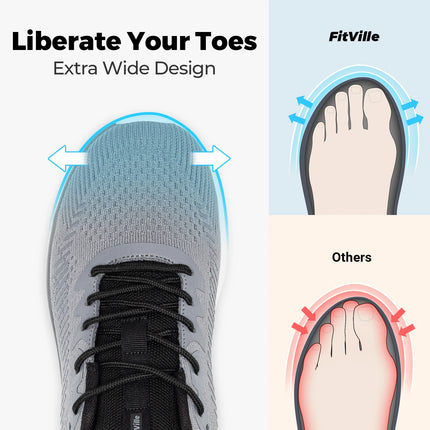 FitVille Men'S Walking Shoes Wide Width, Comfortable Orthopedic Sneakers Lightweight Tennis Shoes Gym Workout Sneakers For Plantar Fasciitis
