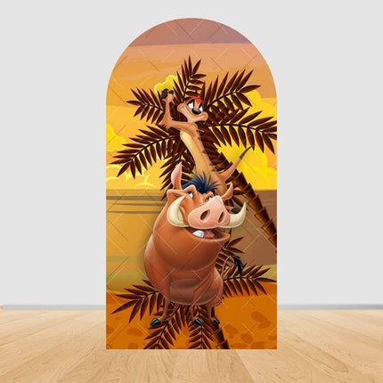 Simba The Lion King Arch Photography Backdrop Cover Elastic Fabric Baby's 1st Birthday Party Decor Photo Studio Background Props