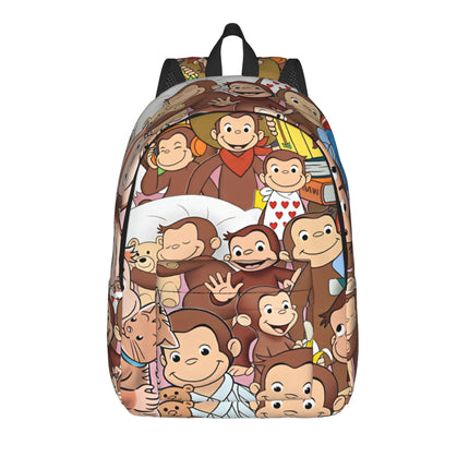 Curious George Dessert Activity Stickers Backpack  Travel Backpacks Girl Kawaii School Bags Designer Big Rucksack