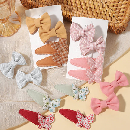 1 Set Sweet Fabric Printed Bow Hair Clip BB Clip Baby Girls Children's Party Outfits Recommended Baby Hair Accessories Gifts