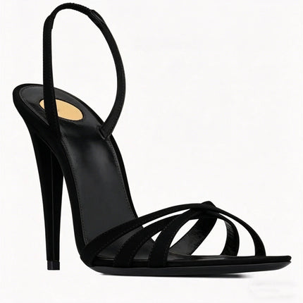 Sexy Style New Soild Pointed Toe Summer Women Sandals Stiletto High Heels Buckle Strap Design Large Size Fashion Show Shoes