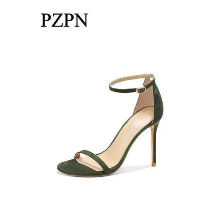 Black striped high-heeled shoes for women new summer collection,sexy with exposed toes,not tiring,slim heels sandals for women