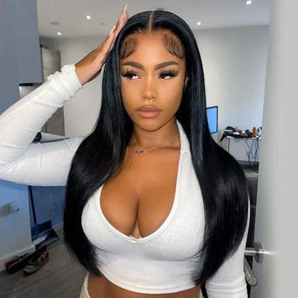 13x4 13x6 Dual HD Lace Bone Straight Wigs Human Hair 40 42 Inch Super Long Glueless Design Natural Soft Sleek Straight Hair Wigs