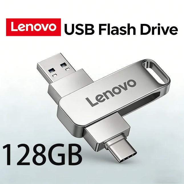 Lenovo High-Speed Type-C 2-in-1 USB Flash Drive OTG Pen Drive Memory Stick Pendrive 512GB 128GB 256GB for Phone PC Network Card