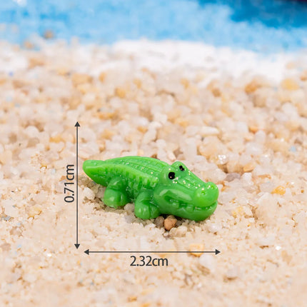 10-100pcs Mini Green Crocodile Miniatures 2 Styles Tiny Resin Animals for Fairy Garden Landscape Home DIY Craft Decorations