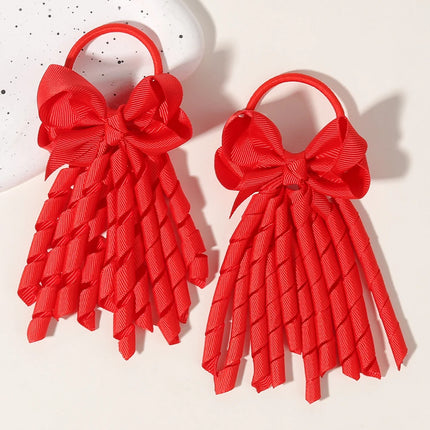 2pcs Girls' Bow Tassel Headband  for Children Babies Girls Parties Dances Ponytails Fixed Hair Accessories Baby Hair Accessories
