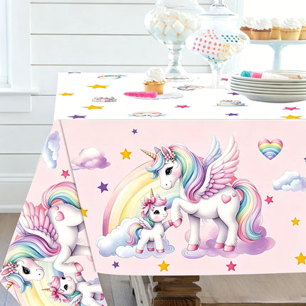 Disposable Waterproof Unicorn Party PE Tablecloth Perfect for Children's Birthday Bash Family Aatherings  Holiday Celebration