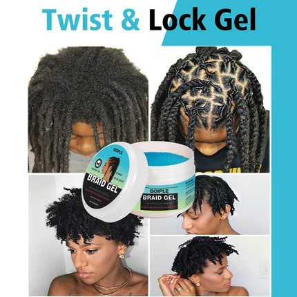 GOIPLE 16oz Braid Styling Gel Control Frizz and Edges Gel Smooth Hold Loc Twist Hair Wax Frizzy Hair Box Locking Gel for African