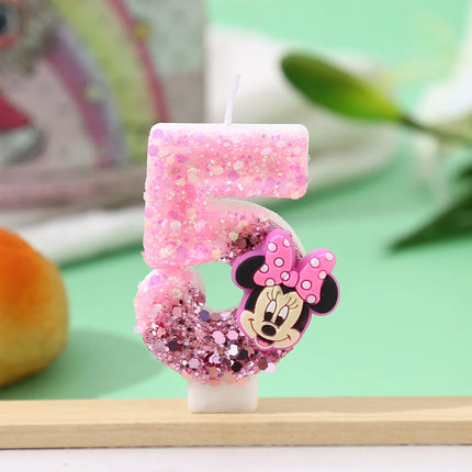 Number 0-9 Candles Cartoon Mickey Minnie Mouse Candle for Happy Birthday Cake Cupcake Topper Party Decoration Supplies DIY Gifts