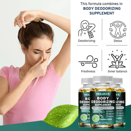 Advanced Body Deodorizing Supplement, with Organic Peppermint Leaf, for Reduces Strong Sweat Odor, Promotes Freshness All Day