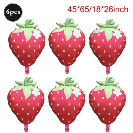 Strawberry Balloon Cute Sweet Foil Mylar Fruit Balloon Strawberry Themed Birthday Party Decoration Girls Kids Baby Shower Supply