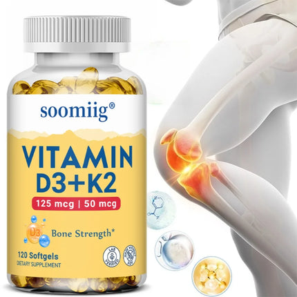 Vitamin K2+D3 Capsules - Supports Joint, Bone, and Immune System Health, Strengthens Bones, and Promotes Calcium Absorption