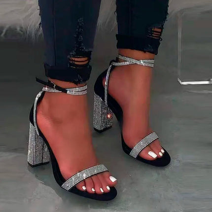 Sexy Women Sandals High Heels Shiny Rhinestone Summer Shoes for Party Sandals Women's Elegant Prom Dress Pumps Big Size WSH4602