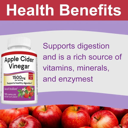 Apple Cider Vinegar Supplement - 120 Capsules, for Men and Women, Supports Digestion, Keto Routines, and Balanced Nutrition
